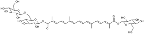 1-[(2E,4E,6E,8E,10E,12E,14E)-b-D-glucopyranosyl 2,6,11,15-tetramethyl-2,4,6,8,10,12,14-hexadecaheptaenedioate] 6-O-b-D-glucopyranosyl-b-D-Glucopyranose